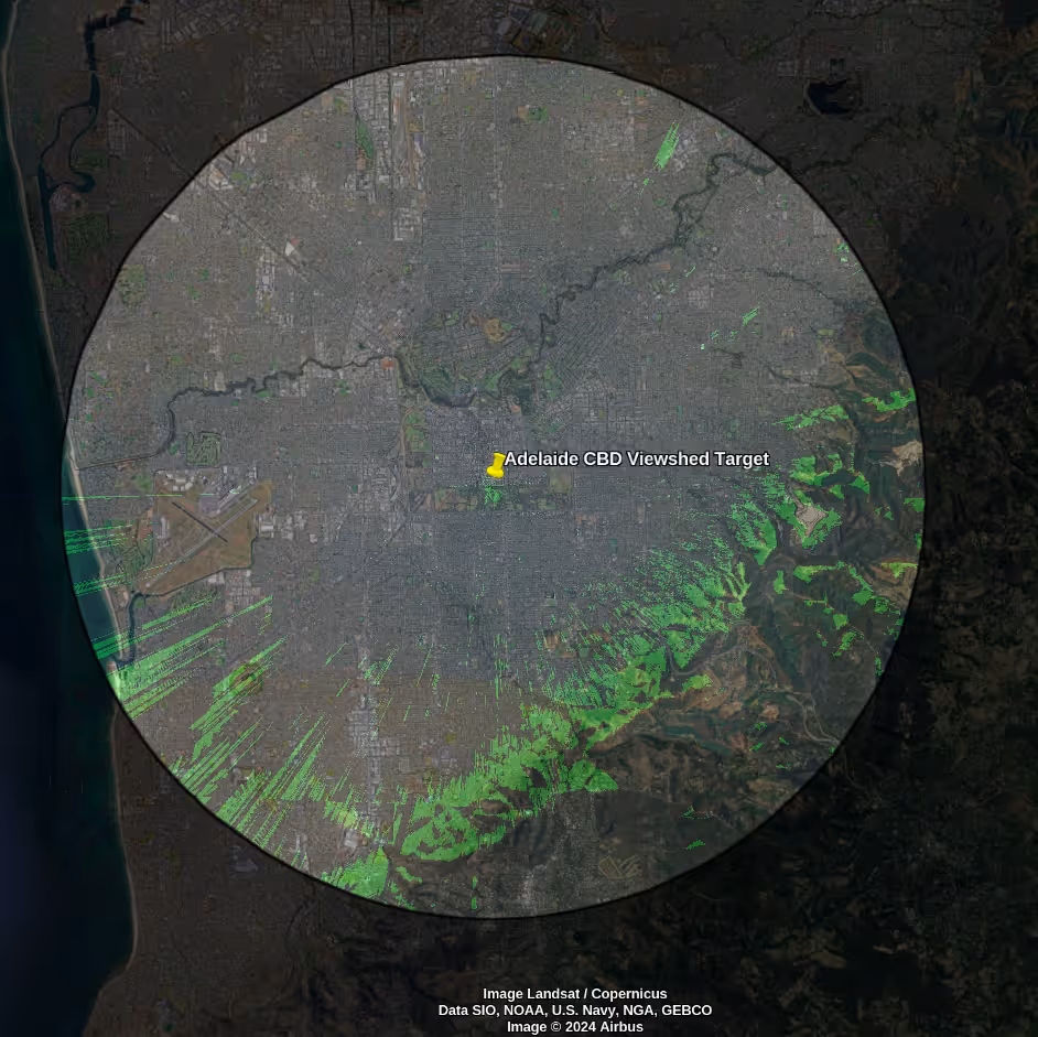 Viewshed from Adelaide CBD